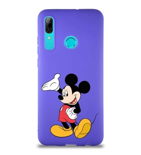 Huawei P Smart 2019 Soft Premier Kapak Mickey Mouse-C Tasarımlı Silikon Kılıf - Mor (Şeffaf)