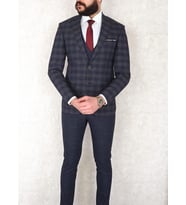 Jan Carlucci Slimfit Yelekli Drop 6 Takım (Lacivert)