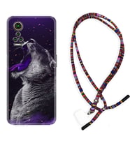 General Mobile GM 21 Pro GM 22 Pro Plus Kılıf Boyun Asklı Rasta Silikon Purple Leopar 1750