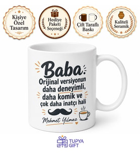 Baba Versiyonu Yazılı Eğlenceli Kupa Bardak Babalar Günü Hediye