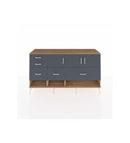 Kronos Konsol 3 Raflı 5 Çekmeceli 3 Kapaklı 176x59x99 Çam-Antrasit