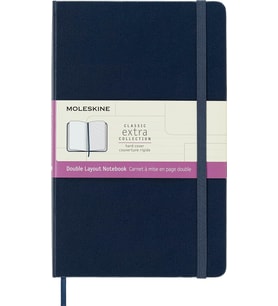Moleskine Klasik Defter, Sert Kapak, Büyük (5" X 8.2") Çift Düzen, Çizgili/Düz, Safir Mavisi, 240 Sa (Standart)
