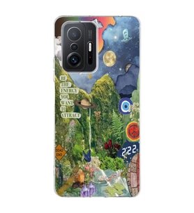 Xiaomi Mi 11T - 11T Pro Uyumlu Doğa Kolaj Aesthetic Tasarımlı Şeffaf Telefon Kılıfı