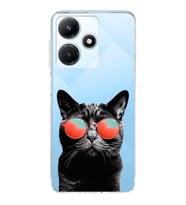 PrintiFy İnfinix Hot 30i ile Uyumlu Kedi 3 Kamera Korumalı Şeffaf Kılıf