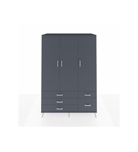 Kronos Dolap 5 Raflı 5 Çekmeceli Tek Askılı 132x59x195 Antrasit-Antrasit/Antrasit