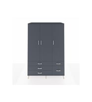 Kronos Dolap 5 Raflı 5 Çekmeceli Tek Askılı 132x59x195 Antrasit-Antrasit/Antrasit
