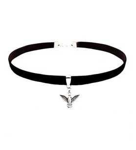 Siyah Renk Kadife Kadın Albatros Kuşu Choker