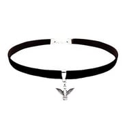 Siyah Renk Kadife Kadın Albatros Kuşu Choker