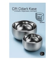 Çift Cidarlı Isı Yalıtımlı 2 li Lüks Kase Seti (16cm & 18cm) Premium 304 Paslanmaz Çelik