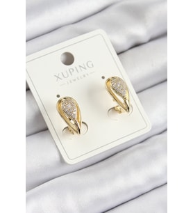 Xuping Zirkon Taşlı Damla Model Gold Renk Kadın Küpe (Altın)