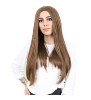 Fiber Sen Uzun Düz Peruk / Kumral