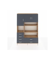 Arges Gardrop 9 Raflı 6 Çekmeceli 3 Kapaklı 132x30x195 Çam-Antrasit