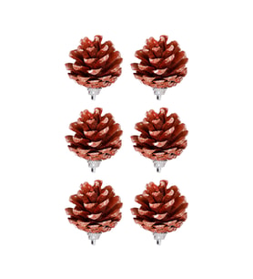 Yılbaşı Çam Ağcı Süsü Kırmızı Kozalak 4 cm 6'lı