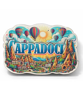Kapadokya Temalı Ahşap Buzdolabı Magneti Model 1 (Çok Renkli)