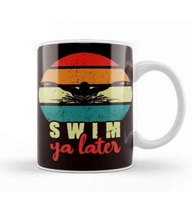 Retro Swim Ya Later Swimmer Water Sports Swimming Pool Coach Kupa Bardak Porselen
