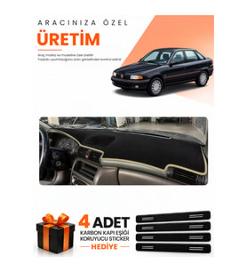 OPEL ASTRA F AİRBAGLİ (1991-1998) Uyumlu Torpido Koruma Örtüsü Oto Kılıfı - Siyah Bej