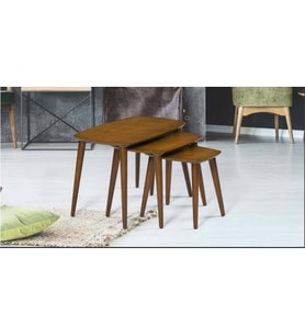 Zigon OSM 11777 Oval Model Sehpa Ceviz Nature renk Kayın İnce torna Retro ayak 