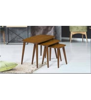 Zigon OSM 11777 Oval Model Sehpa Ceviz Nature renk Kayın İnce torna Retro ayak 