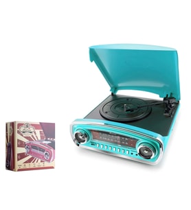 Nostaljik Pikap 3 Devir Radyo Bluetooth Usb Kayıt Aux Hoparlör Turkuaz RTB03M