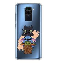 Xiaomi Redmi Note 9 Uyumlu Sevimli Baby Yoda ve Stitch Desenli Şeffaf Telefon Kılıfı