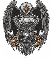 Sticker Usta Kartal - V Motor - Karakartal Sticker 00249 Renkli 12x10 Cm