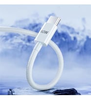 60W Örgülü Hızlı Şarj ve Data Kablosu Beyaz AZ-06AB (60w Type-C to Type-C Beyaz)