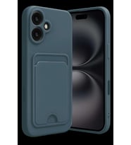 iPhone 16 Kılıf Kelvin Kartvizitli Silikon - Koyu Yeşil