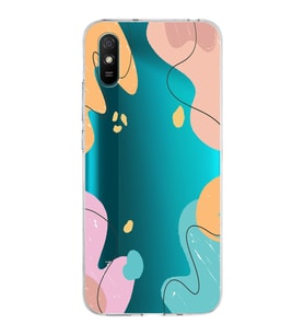 Xiaomi Redmi 9A Uyumlu Kapak Karışık Renkler Tasarımlı Şeffaf Silikon Kılıf