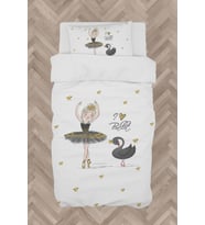 MEKTA HOME BEBEK VE ÇOCUK ODASI Balerin Kız ve Kuğu Desenli Nevresim Takımı