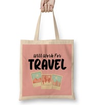 Funny Travel Gift Design Lover- Trippin Wanderlust Journey Adventurer Vacation Bez Çanta Uzun Saplı