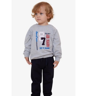 Breeze Erkek Çocuk Eşofman Takımı Rakam Nakışlı 1.5-5 Yaş, Gri Melanj (Grimelanj)