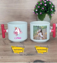 Unicorn Kupa Bardak Fotoğraflı T Kırmızı Kulplu Kız Çocuğuna Arkadaşa Sevgiliye Doğum Günü Hediyesi