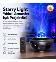 Starry Light Yıldızlı Atmosfer Işık Projektörü – Çok Renkli Gökyüzü Efekti, Ay ve Nebula Yansıtma, Uzaktan Kumandalı Ortam Gece Lambası