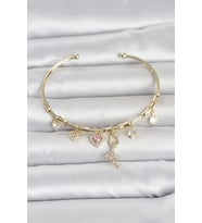 Pirinç Gold Renk Balerin Detay Charmlı Kadın Bileklik 5886 - 1OL6498-5599