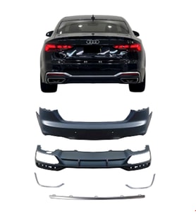 Audi A5 2020 ve Sonrası Arka Tampon Seti S-Line (Gri Detay)