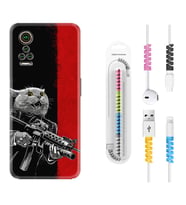 General Mobile GM 21 Pro GM 22 Pro Plus Kılıf Kablo Koruma Spiral Silikon Çılgın Kedi 1674