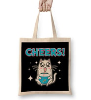 Cute Cheers Cat Drinking Fishbowl Beer Drinker Bez Çanta Uzun Saplı