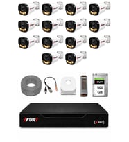 FURY 14 Kameralı Güvenlik Kamera Seti 4 Warm LED Gece Renkli Görüş 500 GB HDD