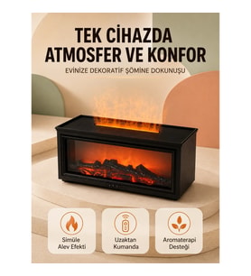 Mey İthalat® Alev Efektli Hava Nemlendirici Aromaterapi Difüzörü Uzaktan Kumandalı 250 ML
