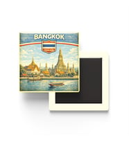 Retro Tayland Bangkok Şehri Temalı Vintage Buzdolap Magneti – 9x9 cm