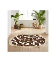 Rovigo Home Dijital Baskı Yıkanabilir Kaymaz Taban Oval Halı RVG7077 100x200 cm (Kahverengi)