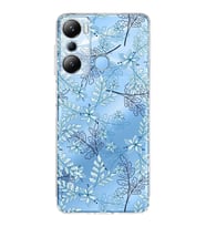 PrintiFy İnfinix Hot 20i Uyumlu Kamera Korumalı Floral Mavi Tasarımlı Şeffaf Silikon Kılıf