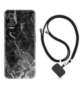 General Mobile GM 21 Pro GM 22 Pro Plus Kılıf Boyun Askılı Silikon Kara Mermer 1375