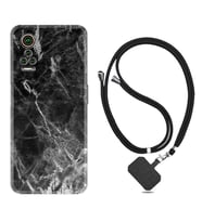 General Mobile GM 21 Pro GM 22 Pro Plus Kılıf Boyun Askılı Silikon Kara Mermer 1375