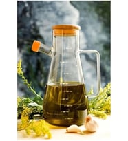 Bambu Kapaklı Cam Yağdanlık 900 ml