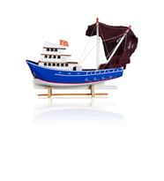Karadeniz Balıkçı, Ahşap Maket Gemi, Model Kotra, Yat Gemi ve Tekne Modeli, El Yapımı Ev, Ofis Hediye ve Aksesuar (Lacivert - Beyaz) (Lacivert-Beyaz)