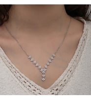 Başak Modeli Gerdanlık 925 Ayar Zirkon Taşlı Gümüş Kolye EGBK456