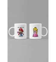  Mario ve Prenses Sevgili/Çift/Arkadaş 2'li Kupa Bardak Seti (Beyaz)