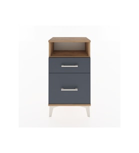 Arges Komodin Tek Raflı 2 Çekmeceli 44x30x80 Çam-Antrasit