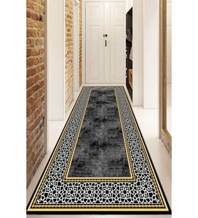 Dijital Baskılı Kaymaz Taban Yıkanabilir Modern Yolluk Ve Koridor Halısı NDU-SD-759 (Gold)